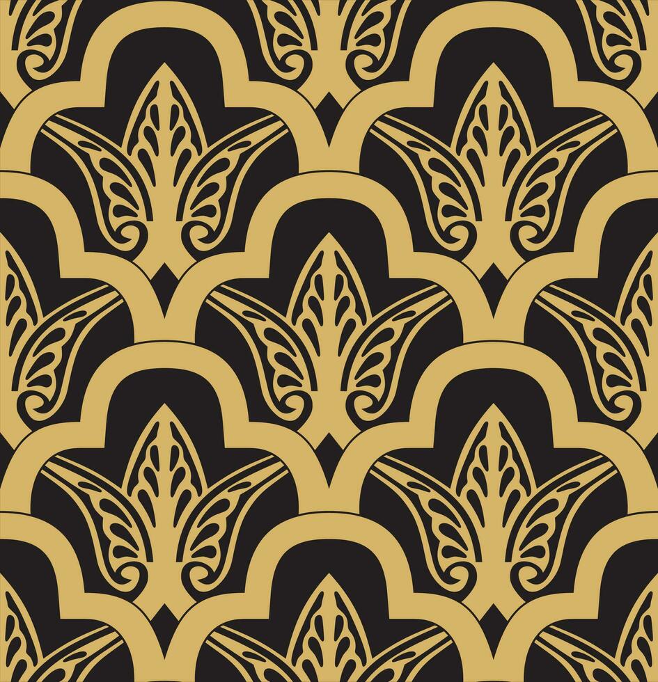 Vector golden seamless oriental national ornament, background. Endless ethnic floral pattern of Arab peoples. Persian painting.