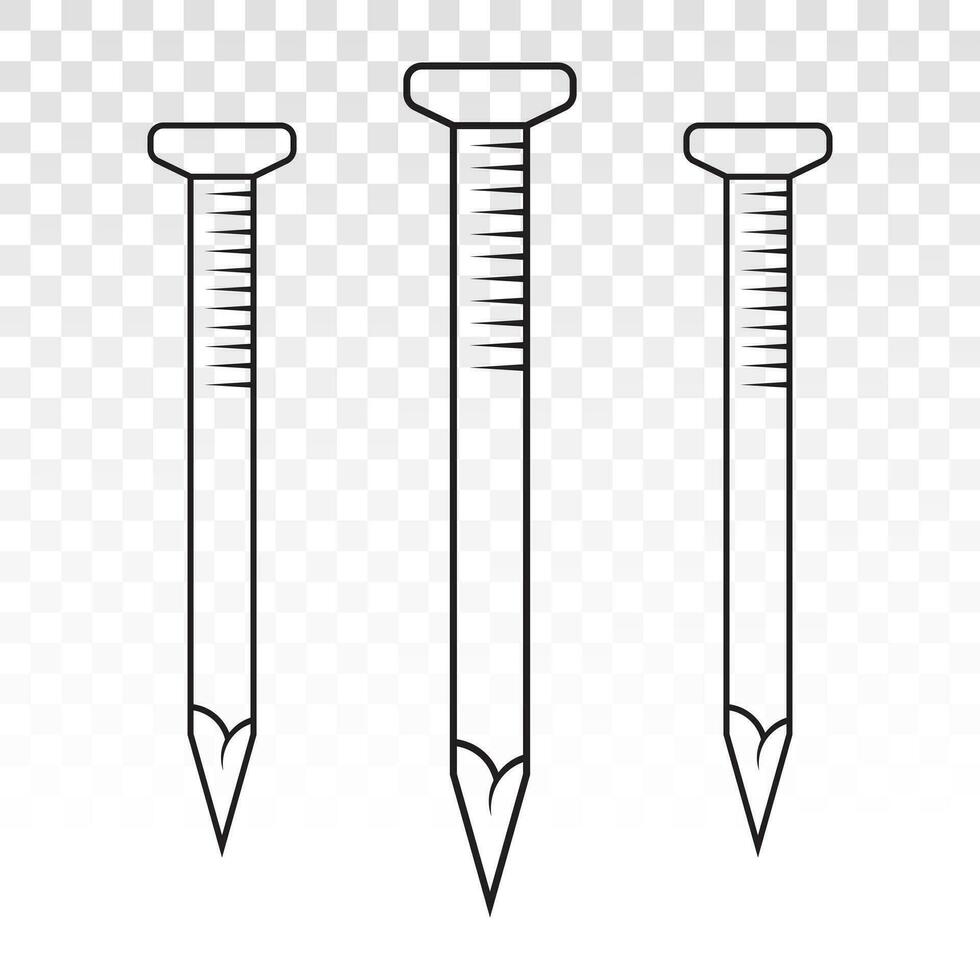 Wood fastener nails or concrete nails line art icon for apps and websites vector