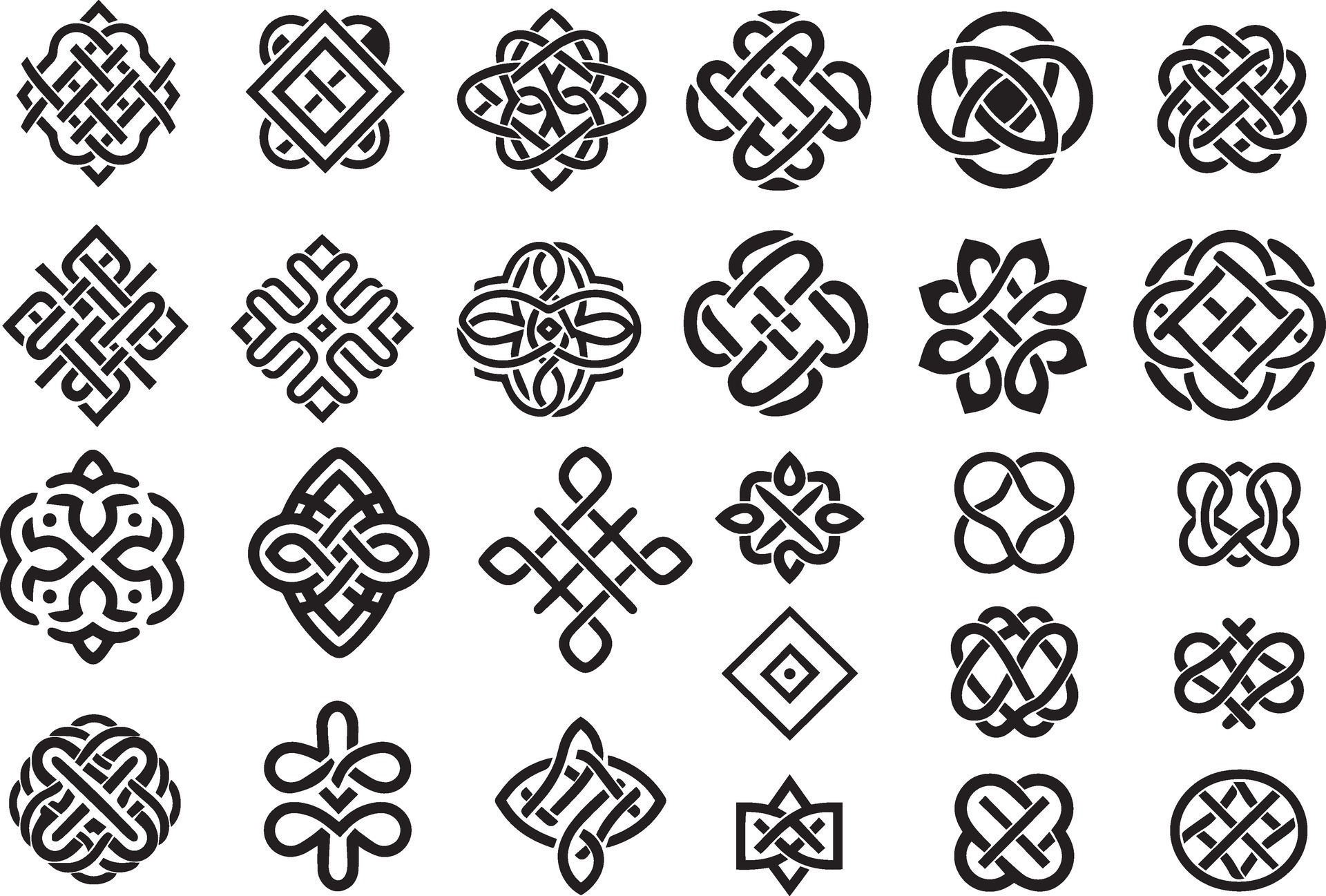 Set of Ancient Celtic Knotwork patterns and symbols vector 26760085 ...