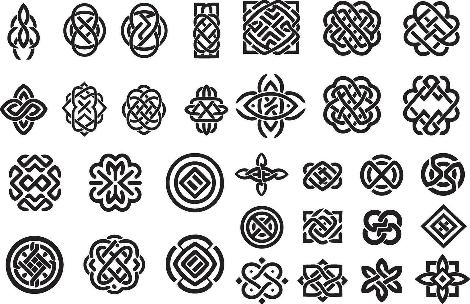 Set of Ancient Celtic Knotwork patterns and symbols vector