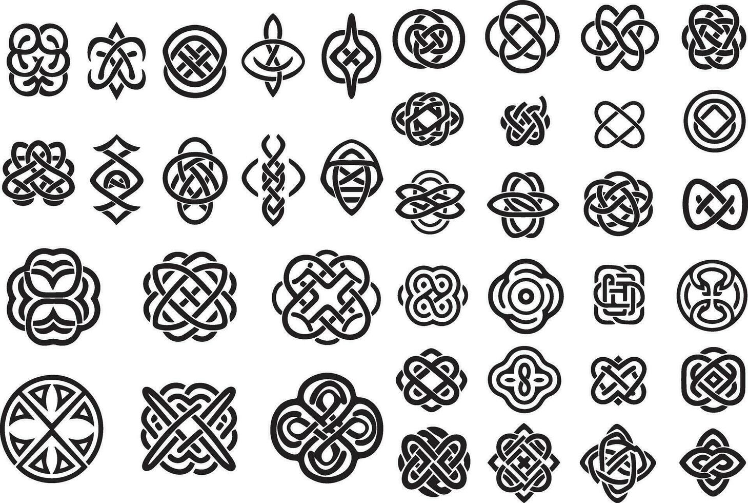 Set of Ancient Celtic Knotwork patterns and symbols vector