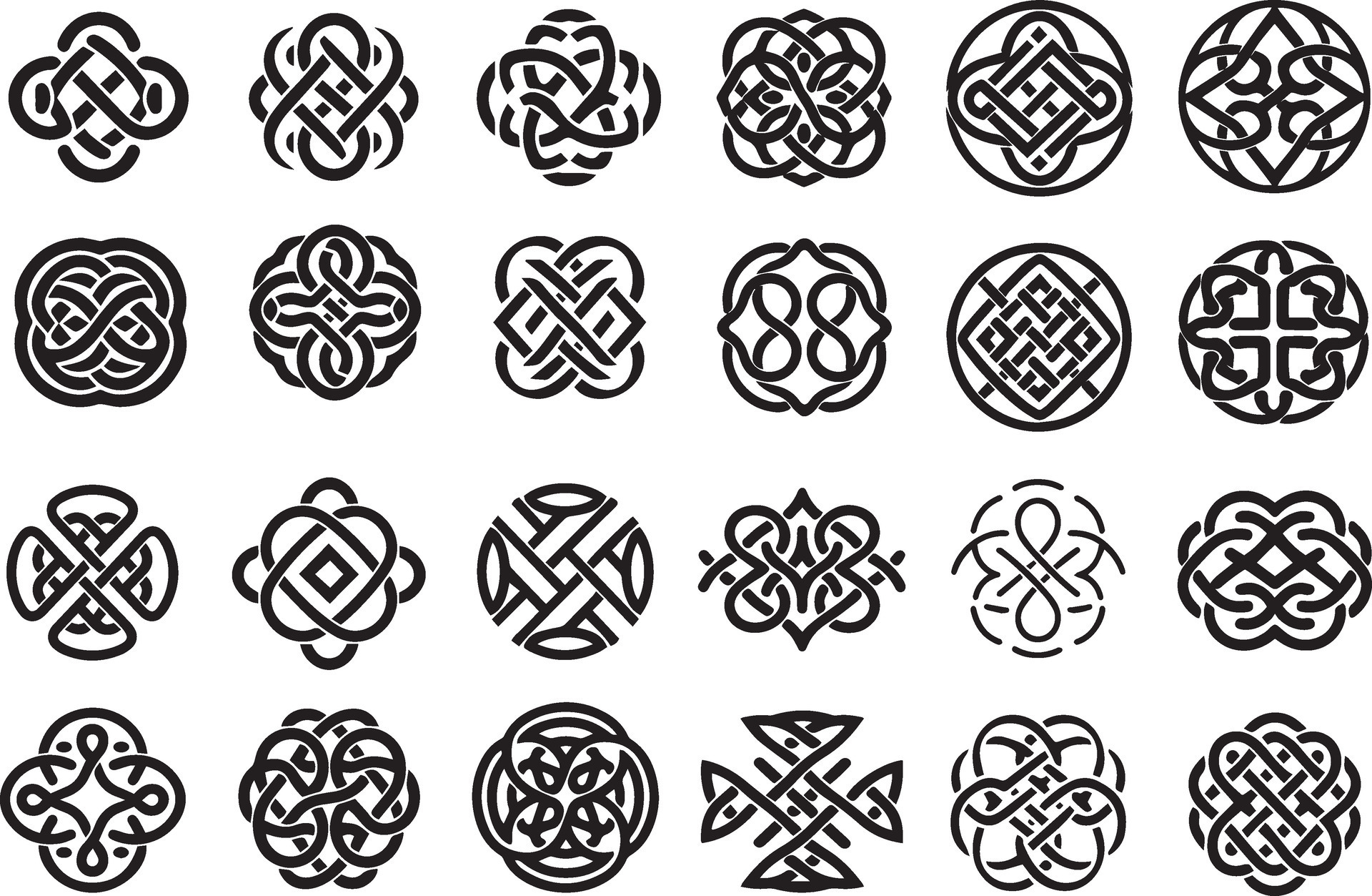 Set of Ancient Celtic Knotwork patterns and symbols vector 26760090