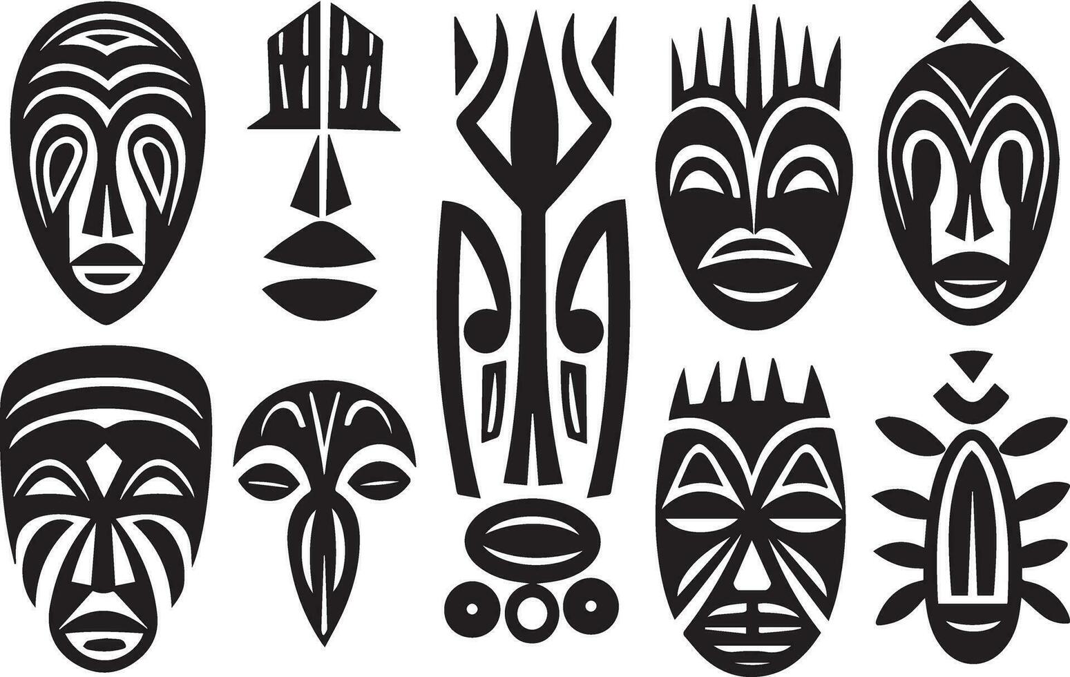 conjunto de africano tribal mascaras, tribal mascaras vector ilustración