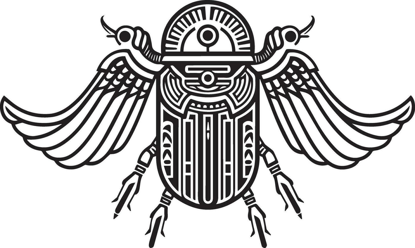 Egyptian scarab beetle with decorative elements vector illustration