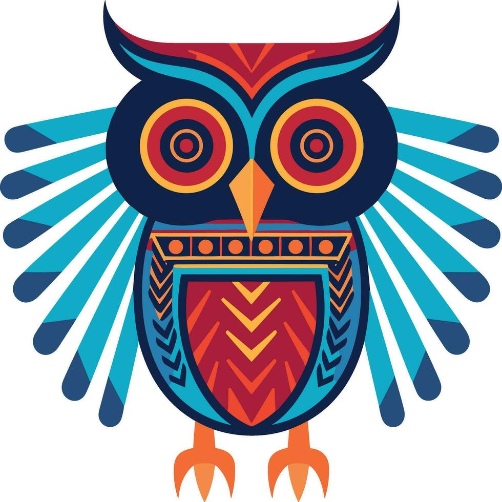 Egyptian owl with decorative elements vector illustration