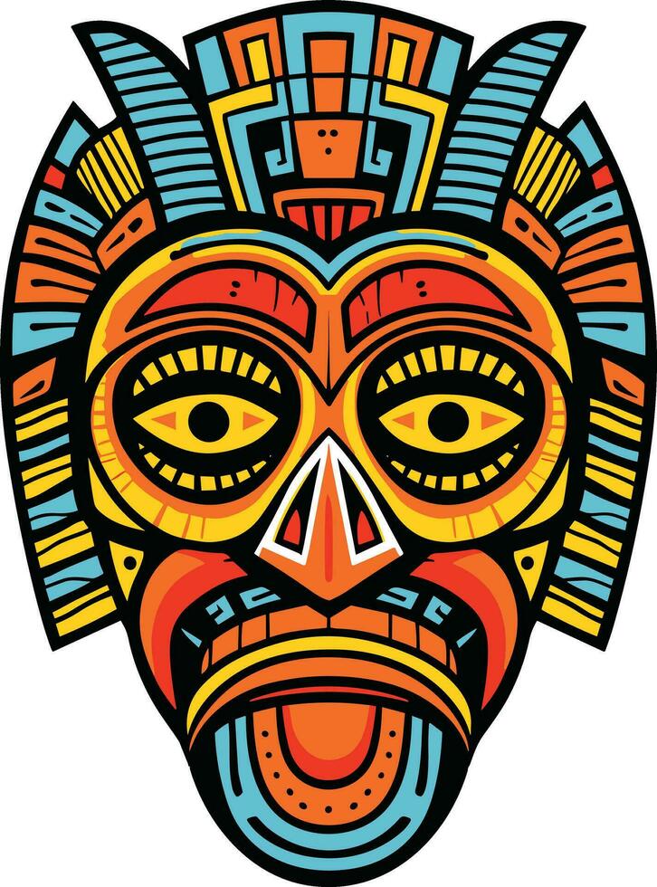 tribal máscara vector ilustración en aislado fondo, tribal mascaras para camiseta diseño, pegatina y pared Arte