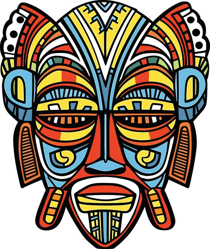 tribal máscara vector ilustración en aislado fondo, tribal mascaras para camiseta diseño, pegatina y pared Arte