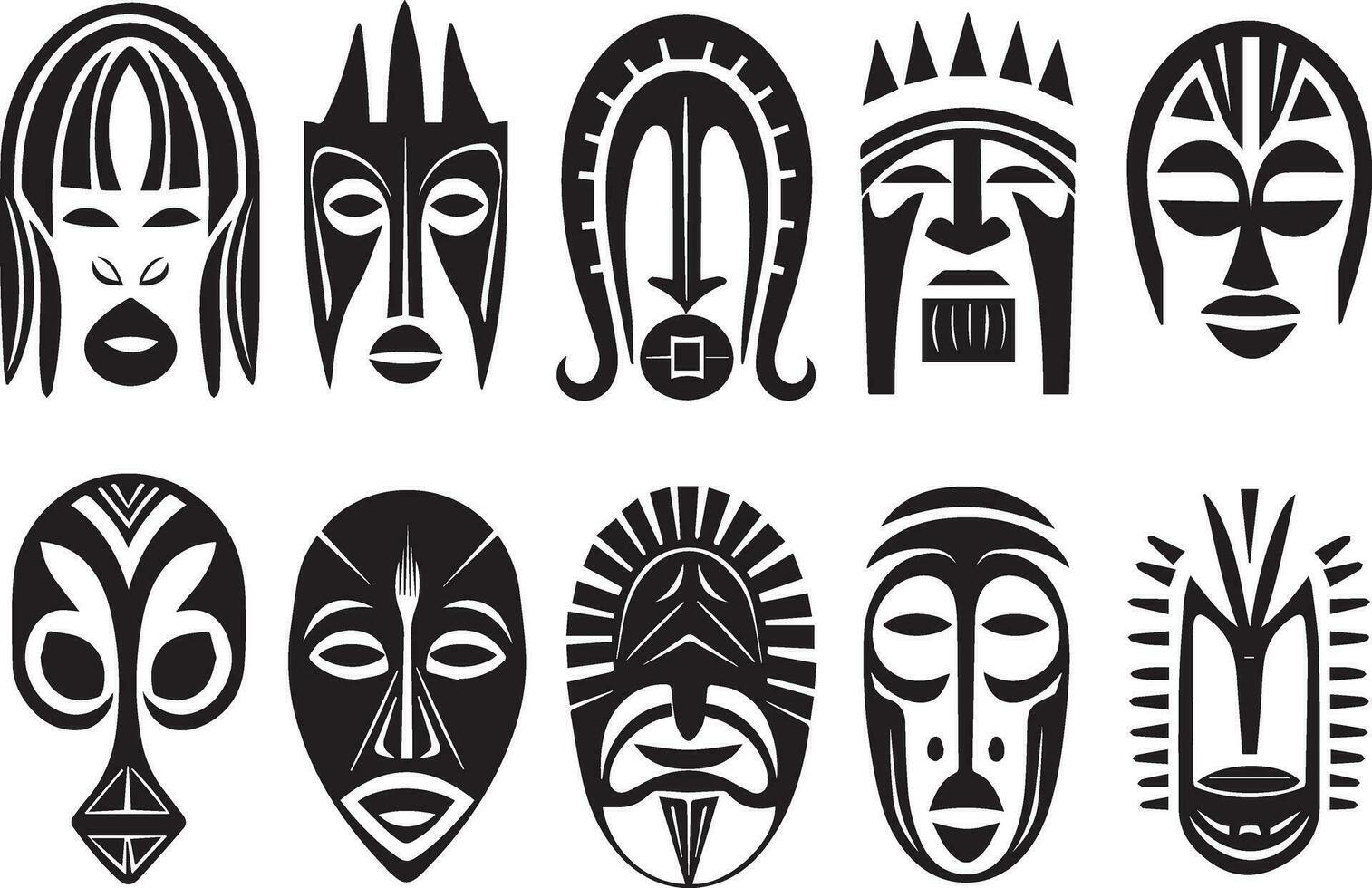 conjunto de africano tribal mascaras, tribal mascaras vector ilustración