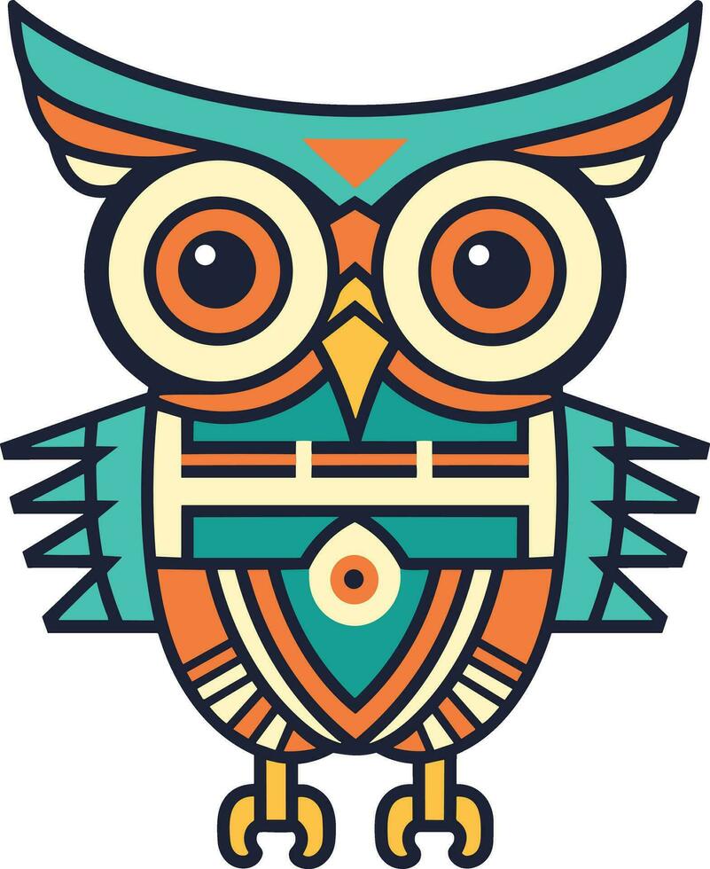 Egyptian owl with decorative elements vector illustration