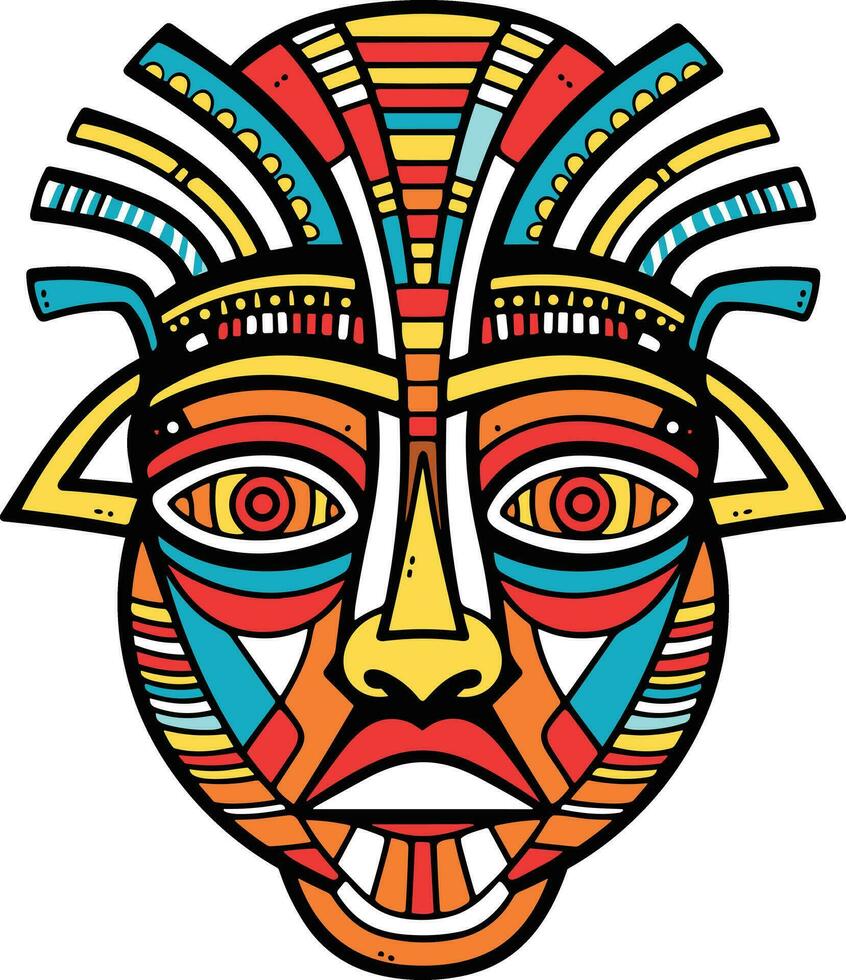 tribal mask vector illustration on isolated background, tribal masks for t-shirt design, sticker and wall art