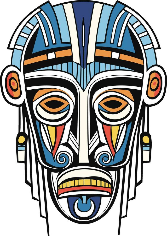 tribal mask vector illustration on isolated background, tribal masks for t-shirt design, sticker and wall art