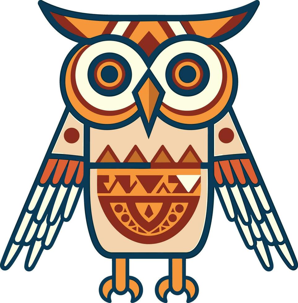 Egyptian owl with decorative elements vector illustration