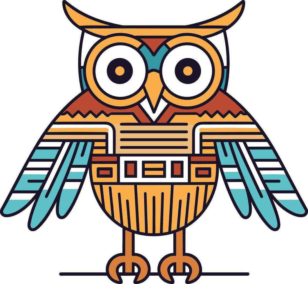 Egyptian owl with decorative elements vector illustration