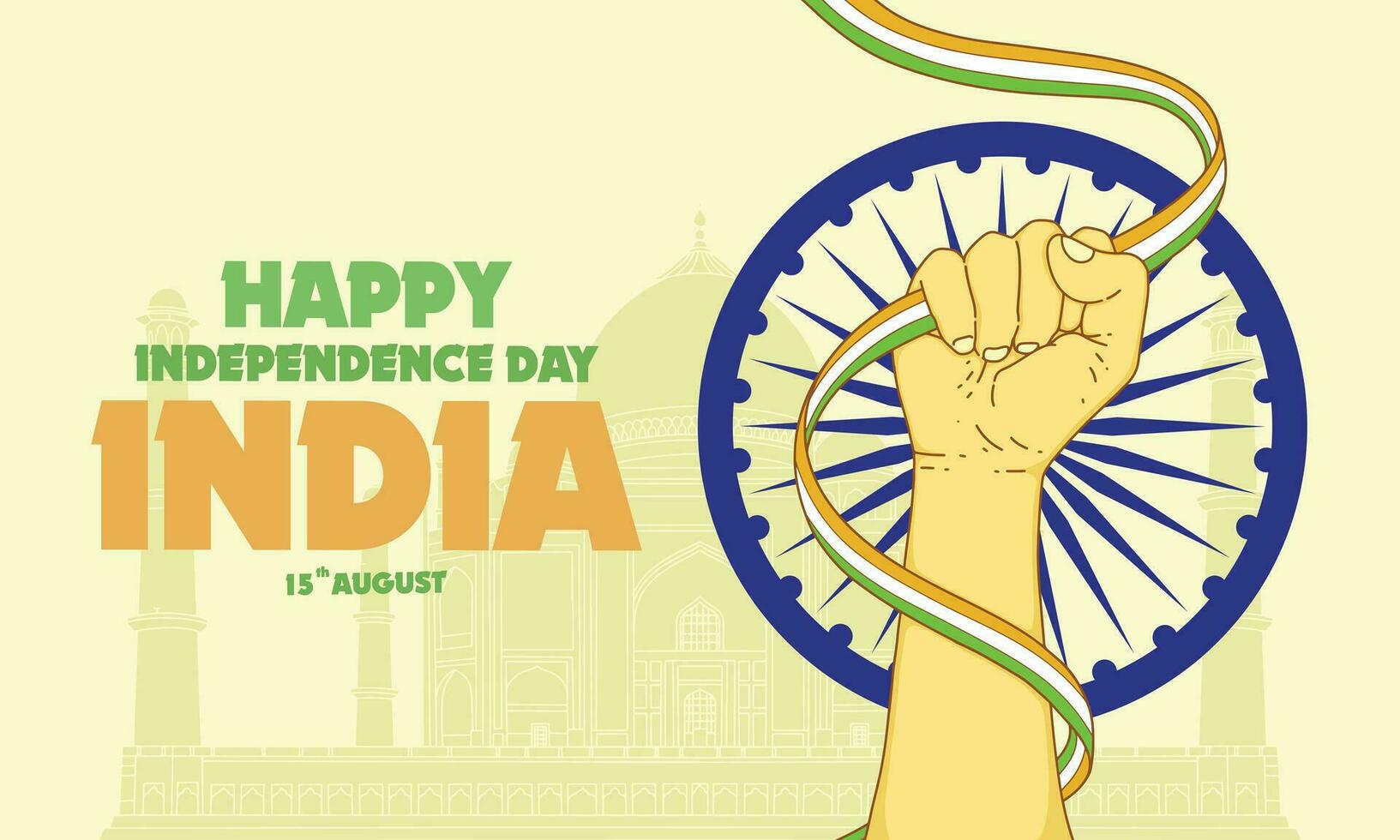 Flat india independence day illustration with flag background vector