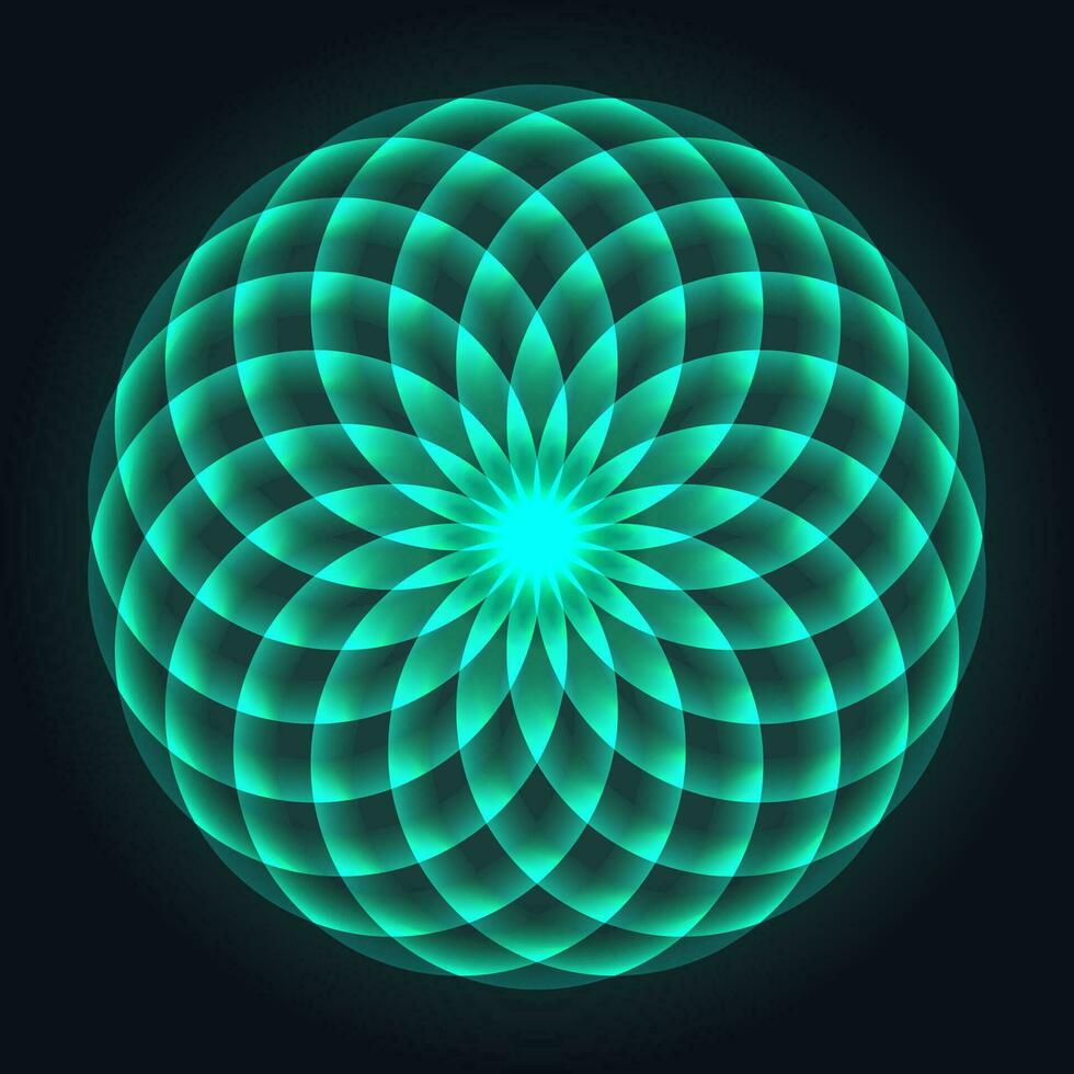 Mandala design. Flower of Life. Sacred Geometry. Pattern of rotating circles. Mathematical symbol. Balance and harmony. Vector illustration.