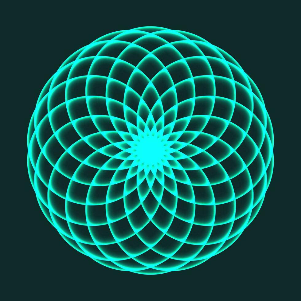 Mandala design. Flower of Life. Sacred Geometry. Pattern of rotating circles. Mathematical symbol. Balance and harmony. Vector illustration.