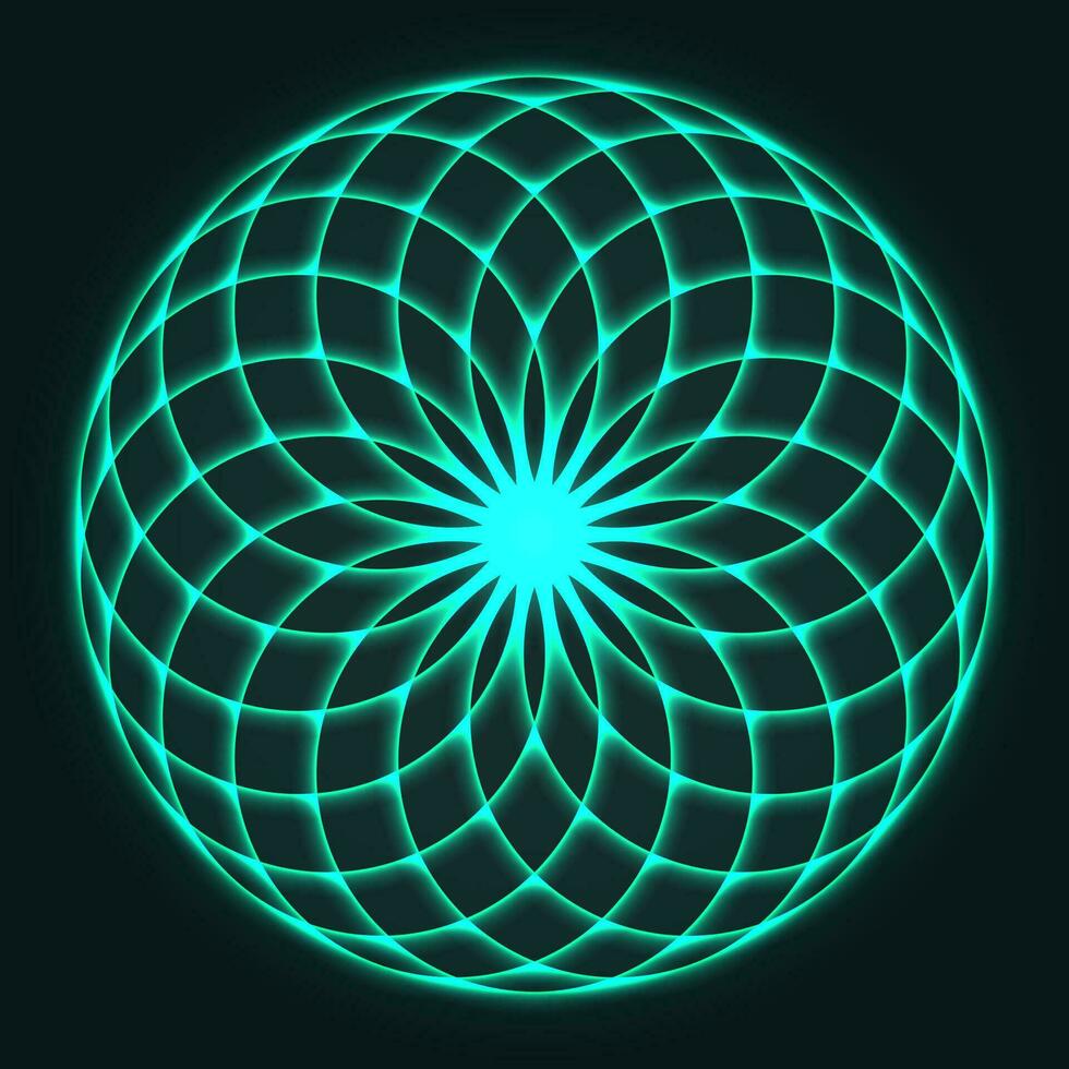 Mandala design. Flower of Life. Sacred Geometry. Pattern of rotating circles. Mathematical symbol. Balance and harmony. Vector illustration.