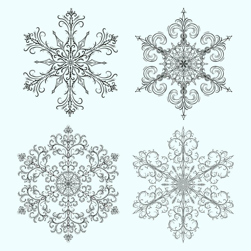 Set of snowflake for Christmas and New Year s design vector