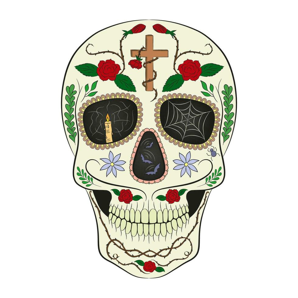 Traditional sugar skull. Element of design for the day of the dead. vector