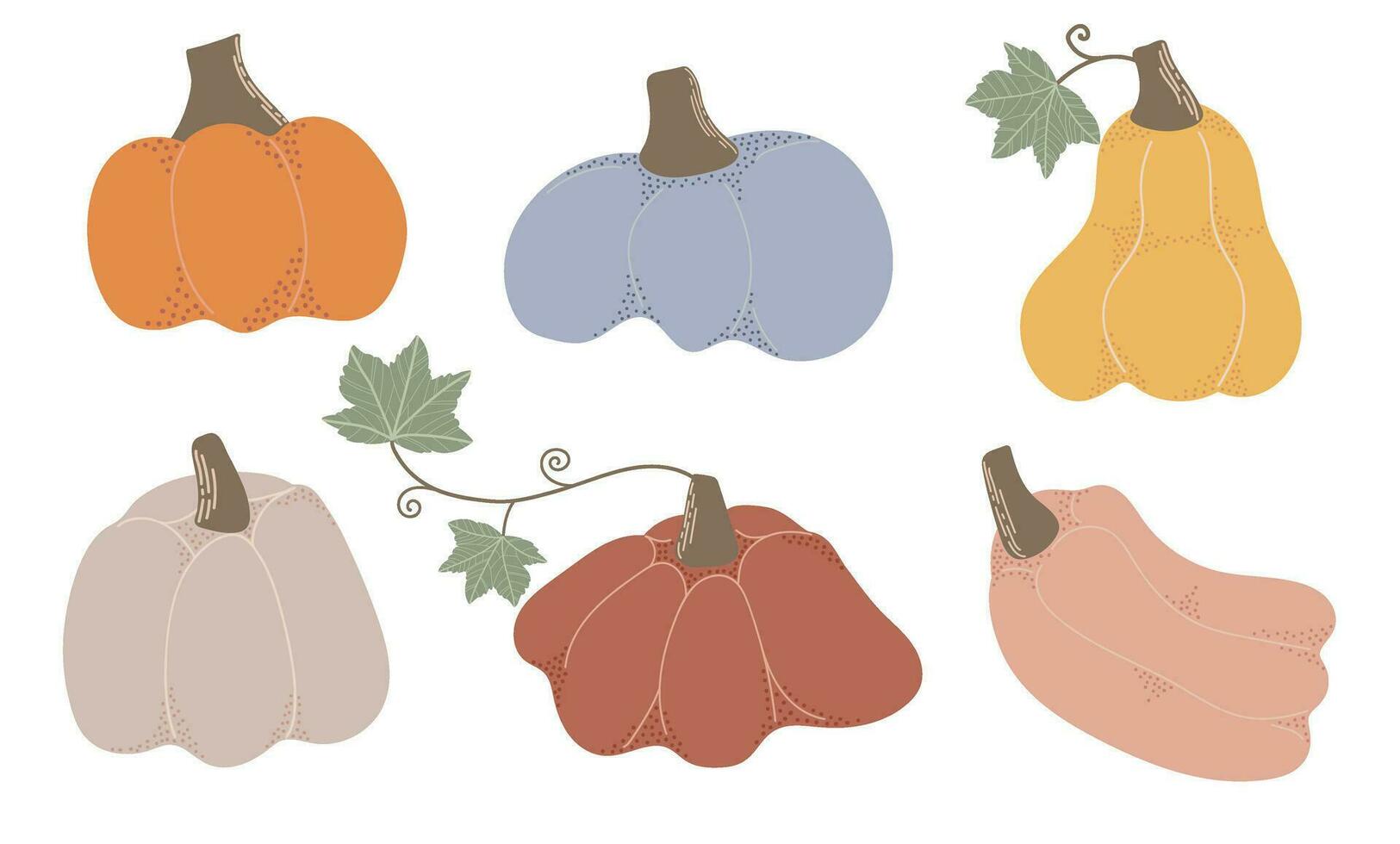 Set of colorful pumpkins. Thanksgiving and Halloween Elements for autumn decorative design, halloween invitation, harvest vector