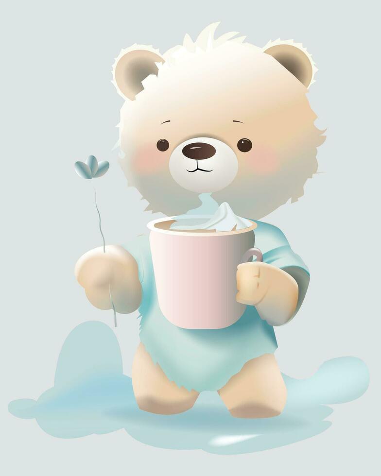 Cute get well soon bear with tea mug 1370028 Vector Art at Vecteezy