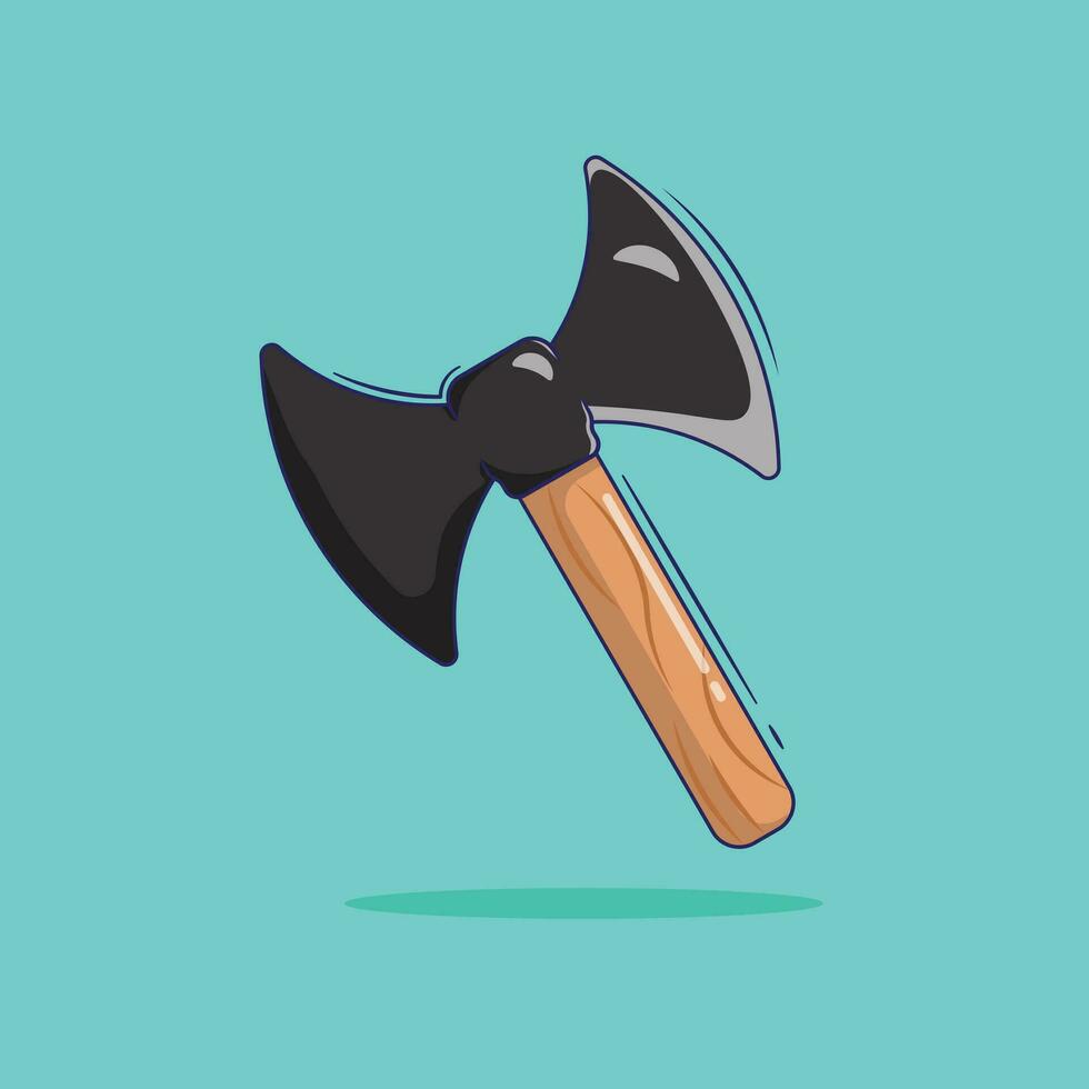 Flat design vector illustration cartoon of cute axe