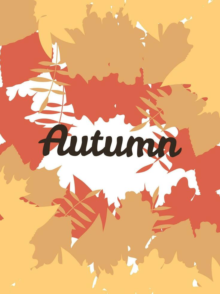 card autumn leaves and inscription on a white background, background for the web, vector illustration