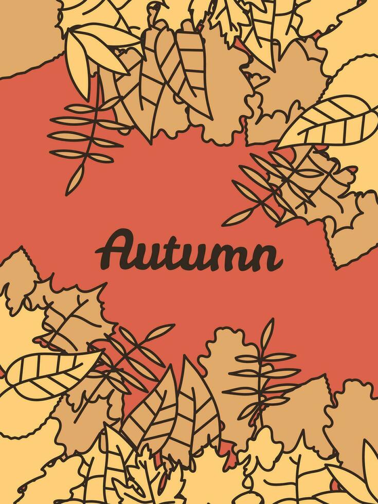 postcard autumn leaves and inscription, background for the web, vector illustration