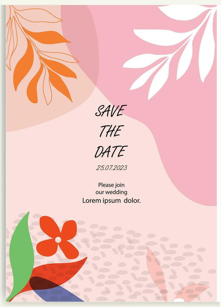 floral Boda tarjetas, invitación modelo hojas, y flores vector