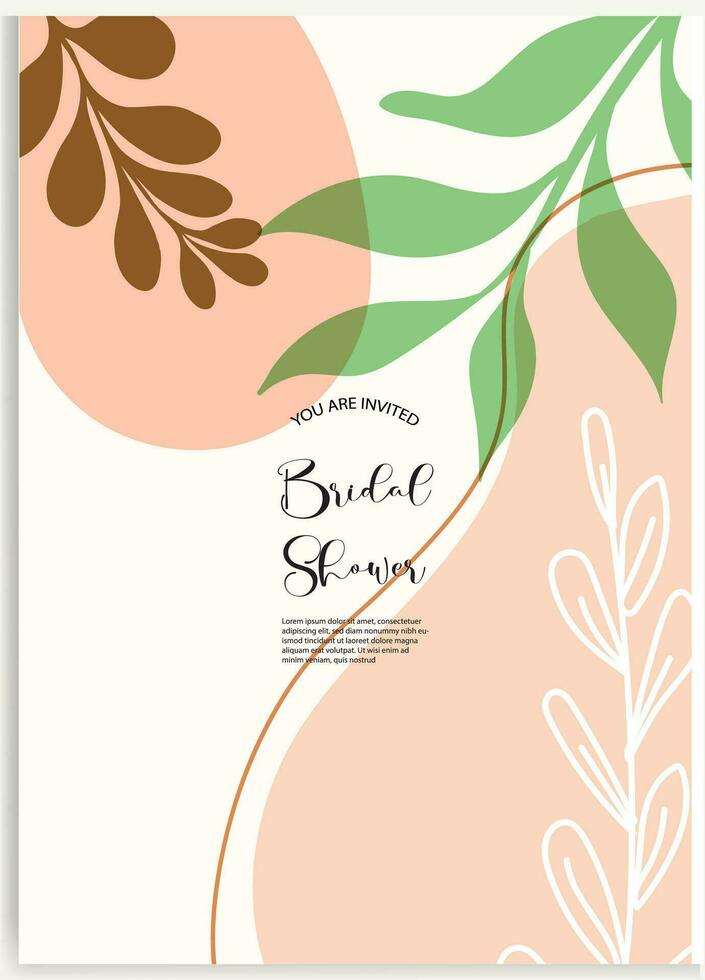 Floral wedding cards, invitation template leaves, and flowers vector