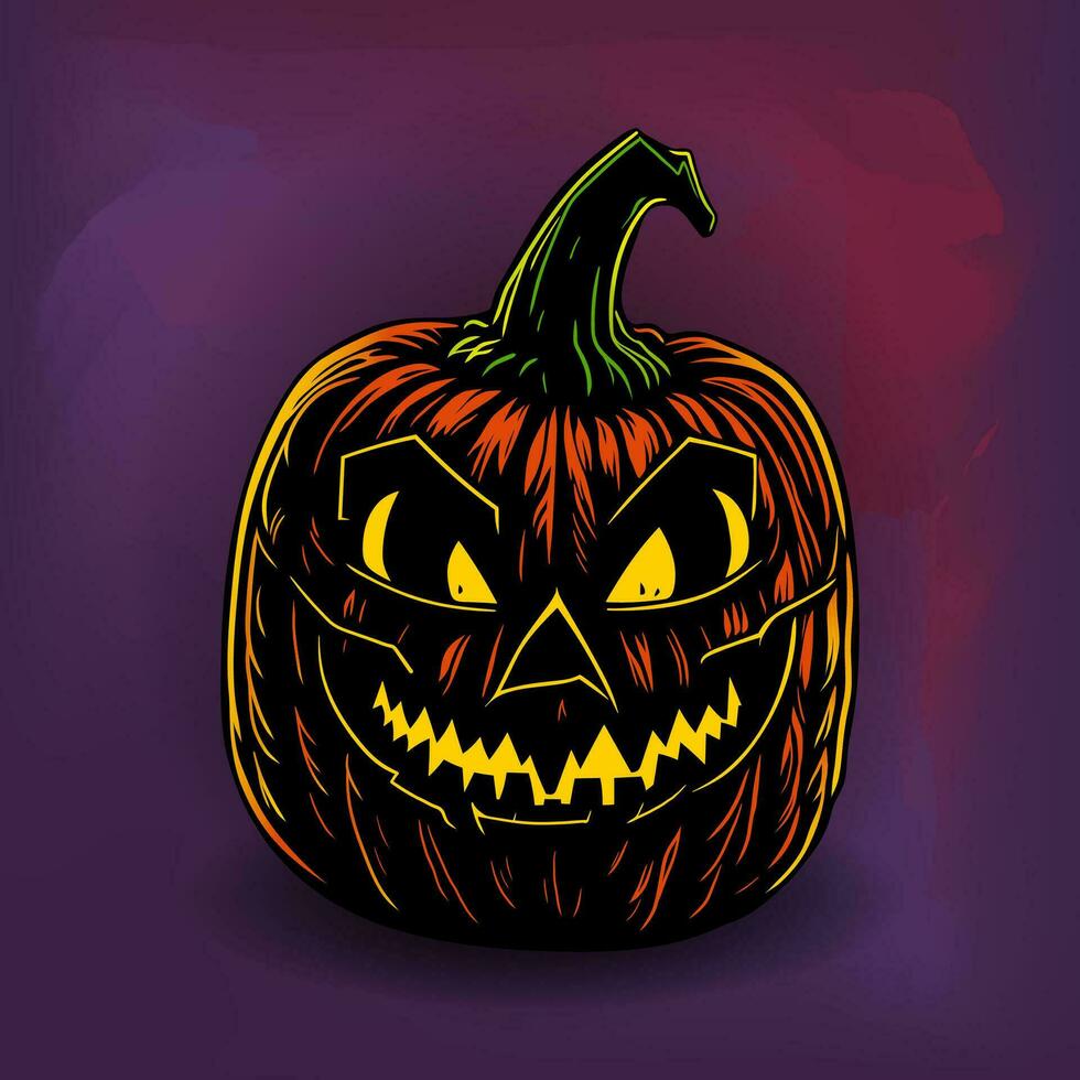 Halloween pumpkin, hand drawn vector illustration