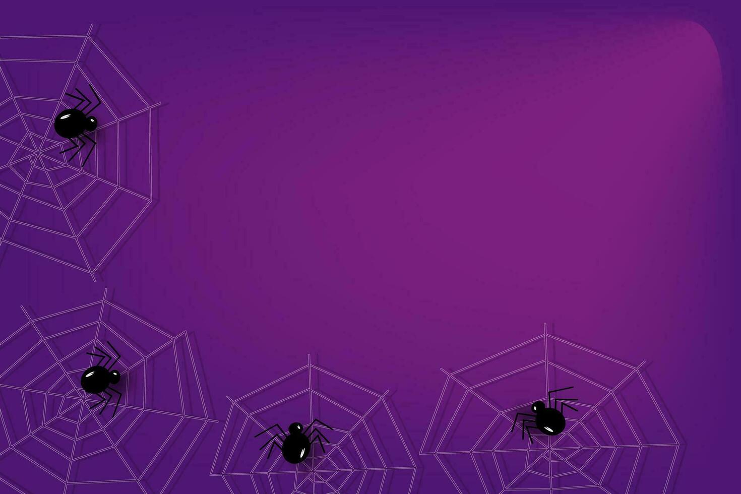 Abstract backdrop for Halloween in trendy purple colors with cobwebs, spiders and a beam of light vector