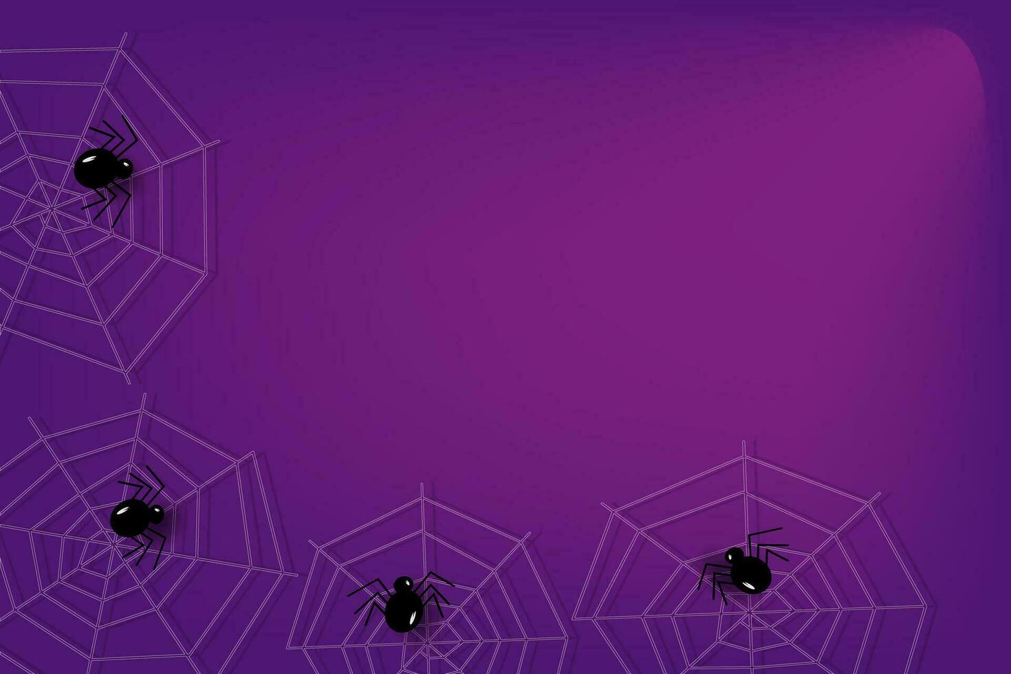 Abstract backdrop for Halloween in trendy purple colors with cobwebs, spiders and a beam of light vector