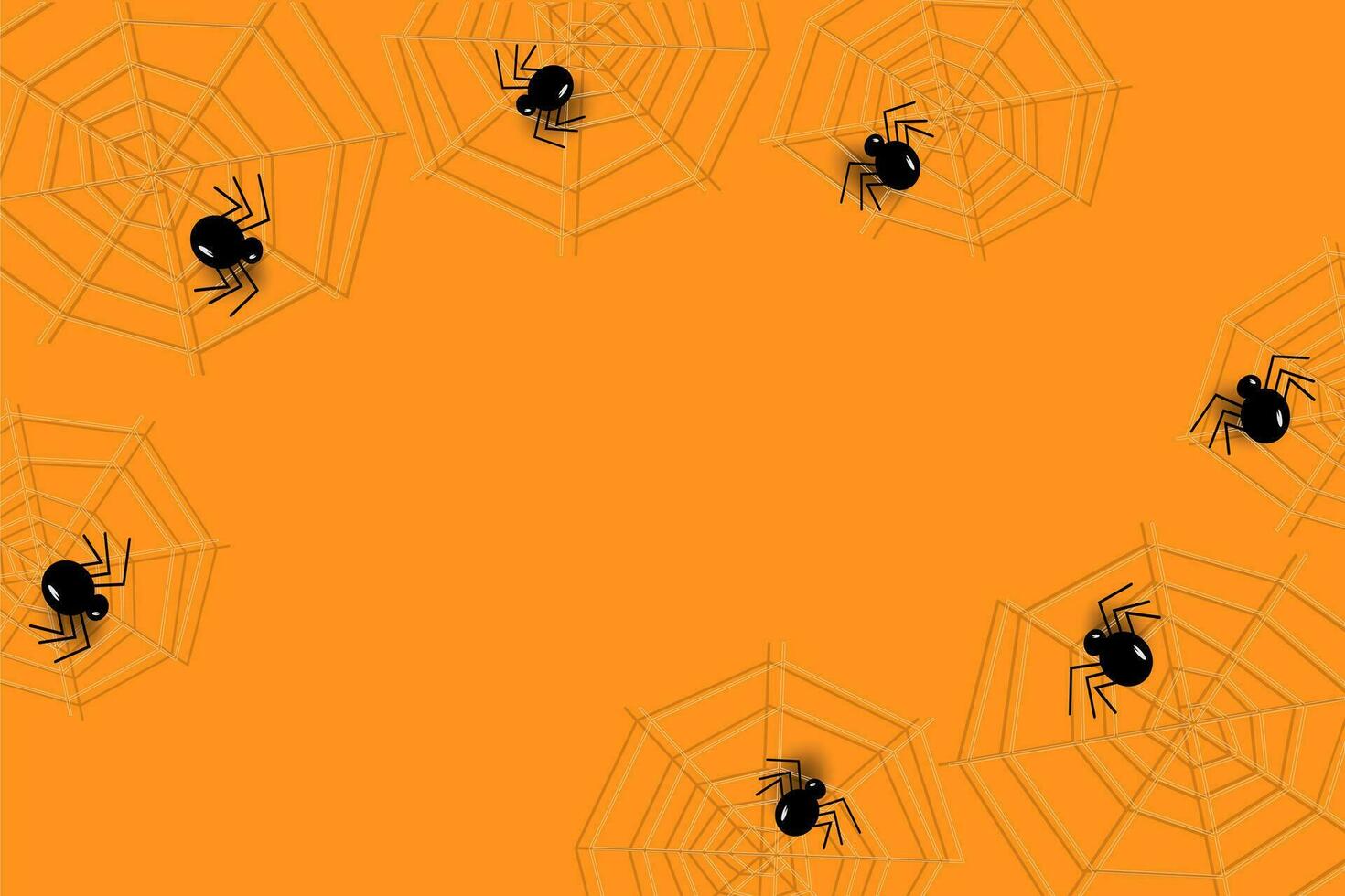 Diagonal border design for Halloween with cobwebs and spiders in trendy holiday orange shade. Vector