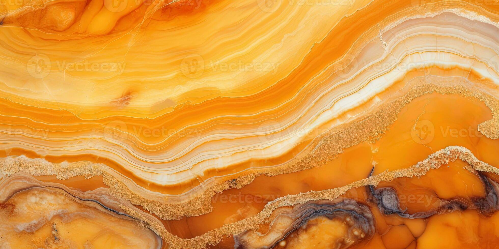 Generative AI, natural volcanic agate stones close-up light orange, apricot crush and golden texture. Wallpaper background, quartz marble, decorative rock pattern. photo