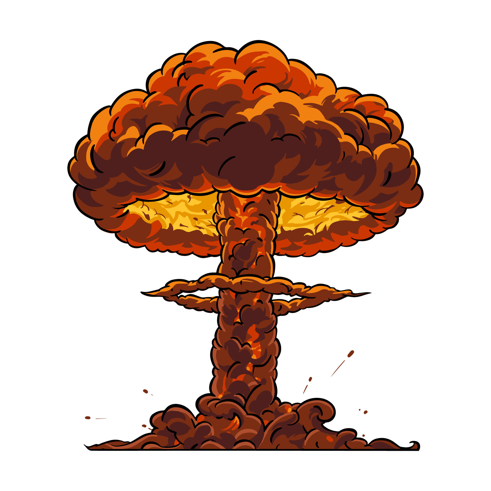 Mushroom cloud of nuclear explosion in pop art style. Vector