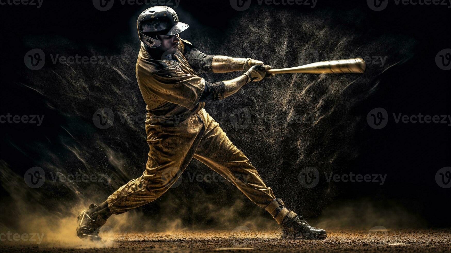 Generative AI, Professional baseball player holding bat on sport stadium photo