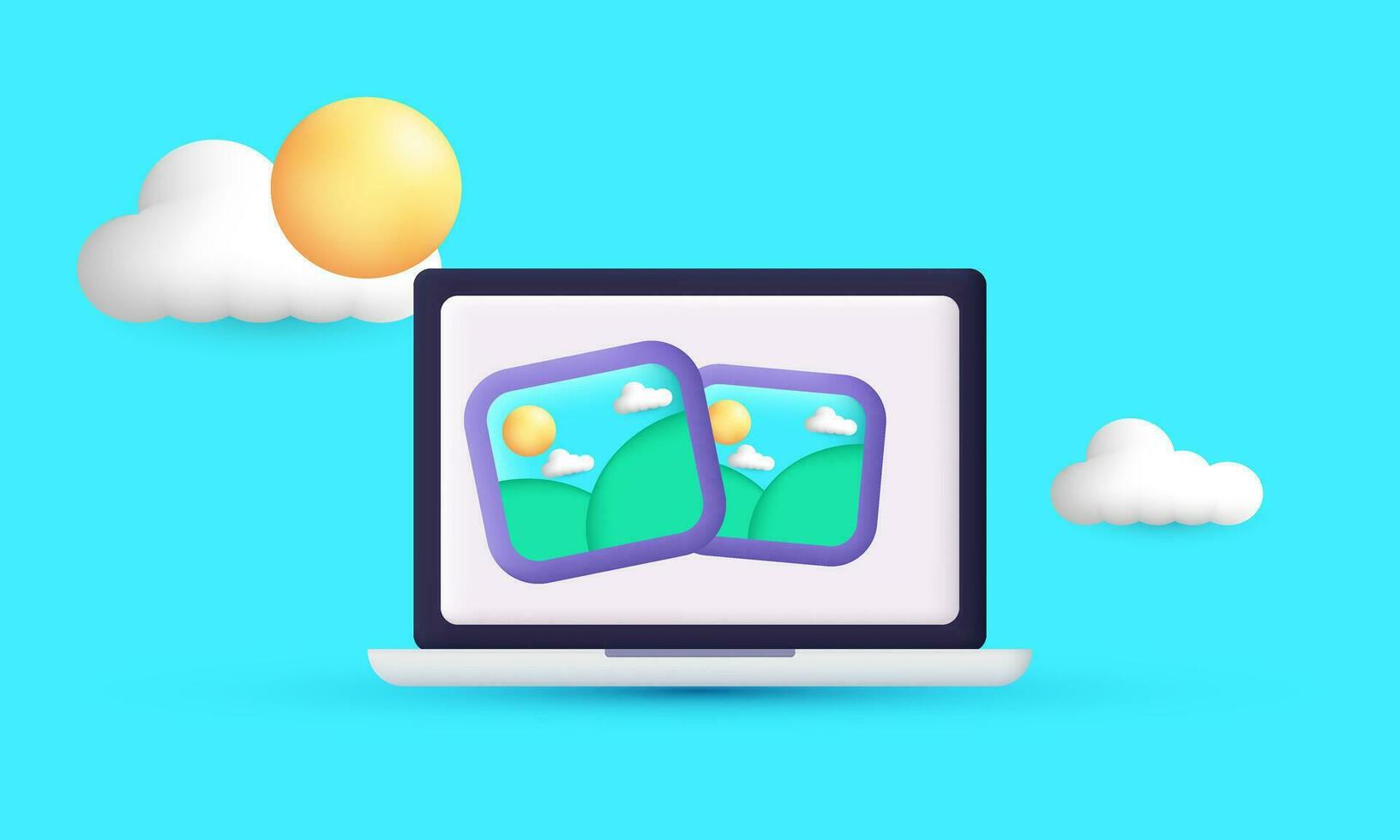 illustration photo picture online album digital gallery icon 3d  symbols isolated on background vector