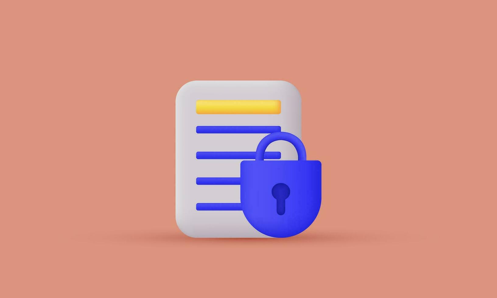 illustration document security shield lock vector icon 3d  symbols isolated on background