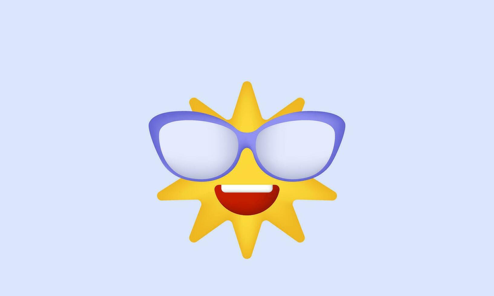 illustration sun sunglasses smile vector icon 3d  symbols isolated on background