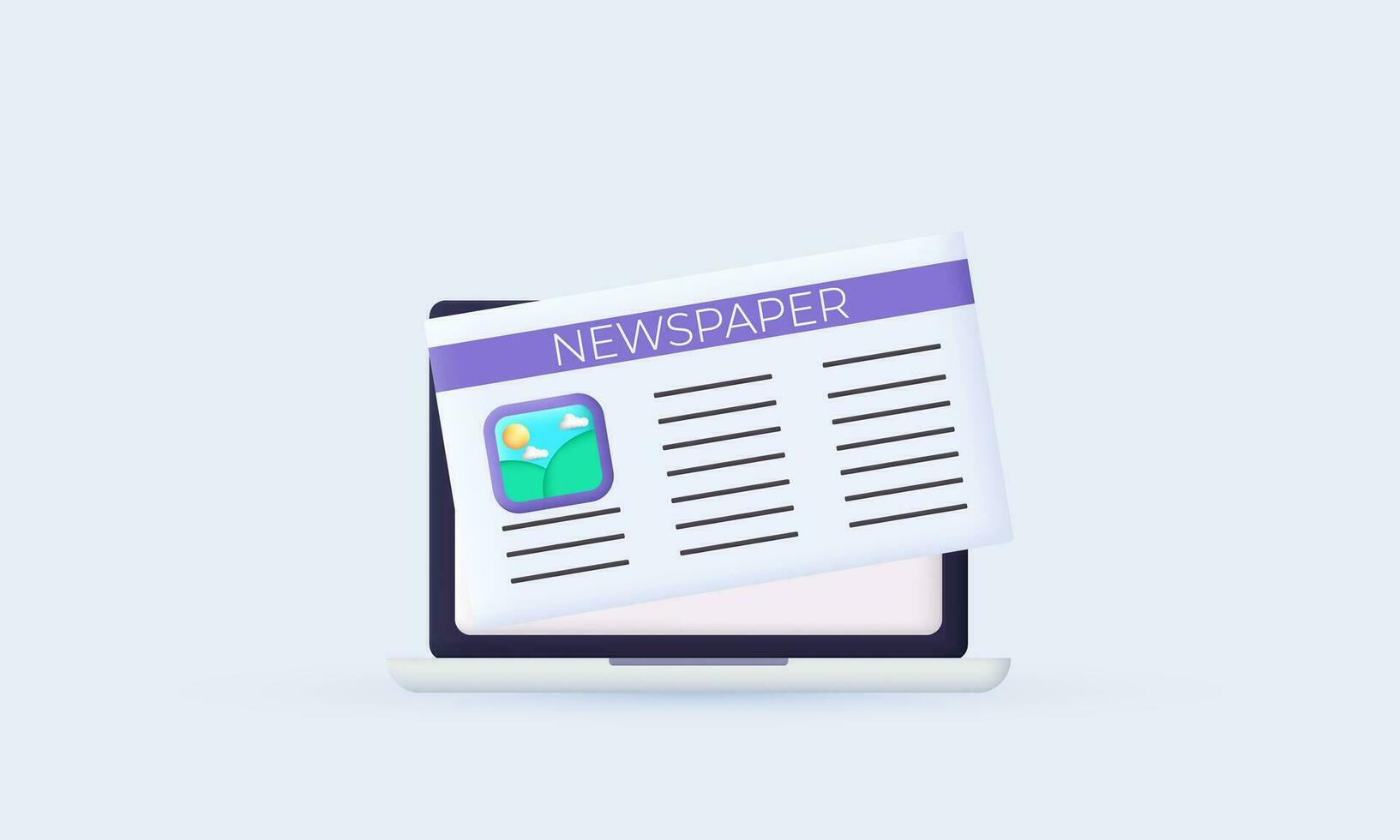 illustration laptop newspaper reading holding icon 3d  symbols isolated on background vector