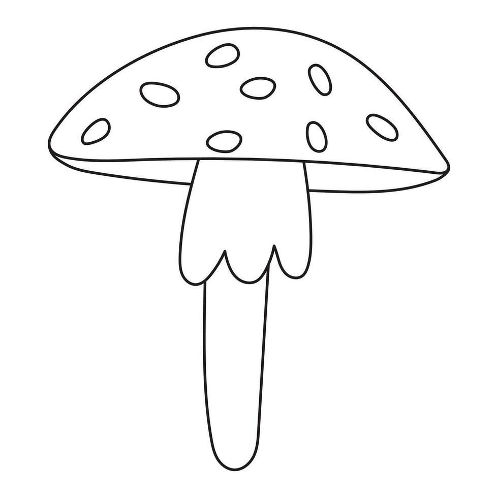 Isolated doodle vector illustration of mottled forest fly agaric mushroom.