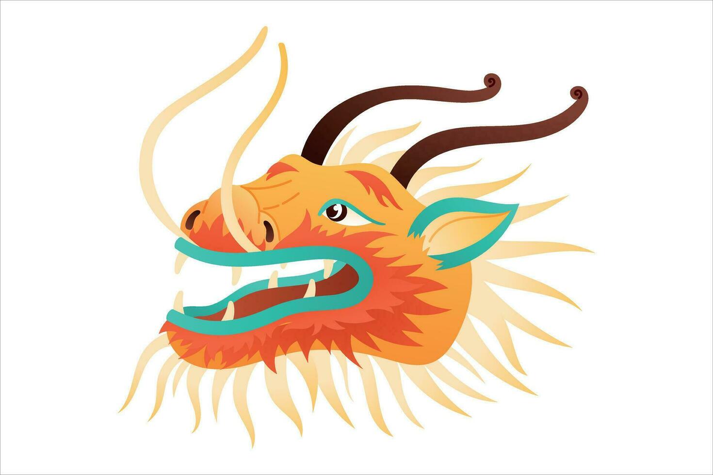 Cartoon head of a fairytale dragon. Vector isolated illustration of traditional asian chinese character.