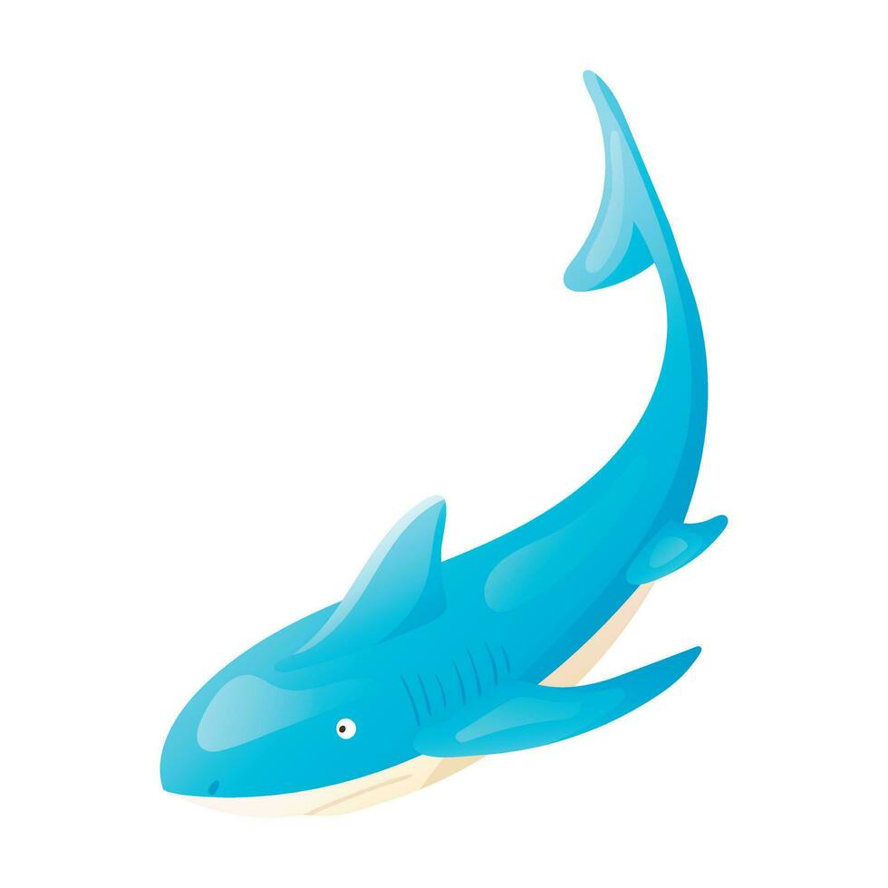 vector aislado ilustración de dibujos animados mar o Oceano depredador tiburón.