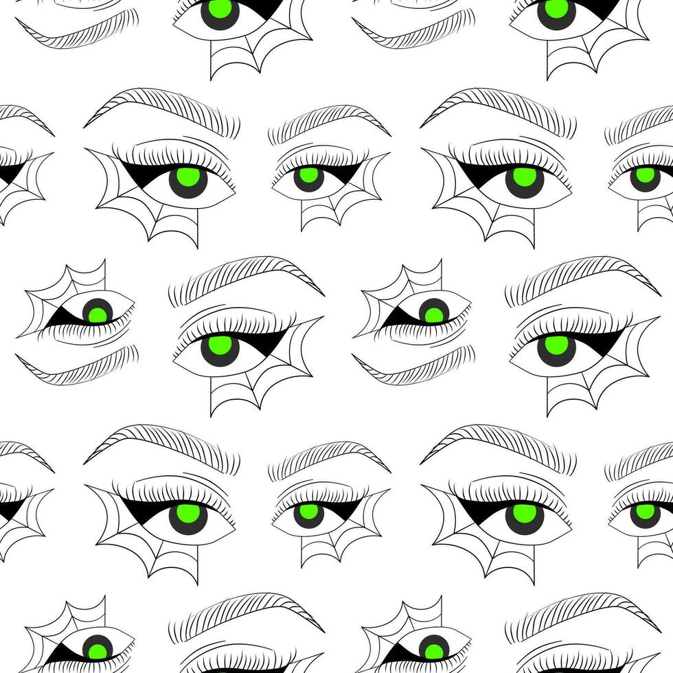 Halloween Witches Eyes Background, Decorative Vector for Wrapping Paper and Fabric