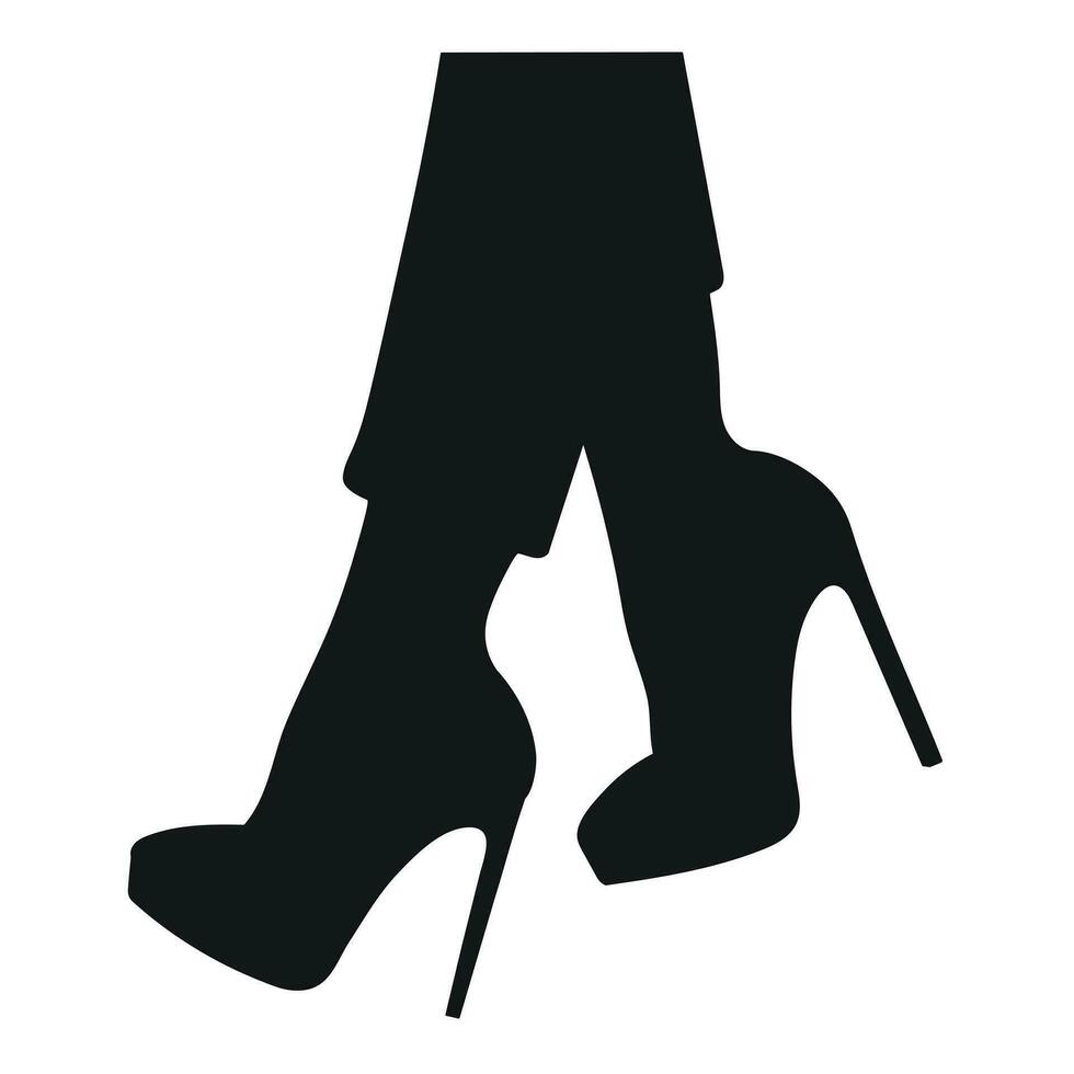 Black silhouette of female legs in a pose. Shoes stilettos, high heels. Walking, standing, running, jumping, dance vector