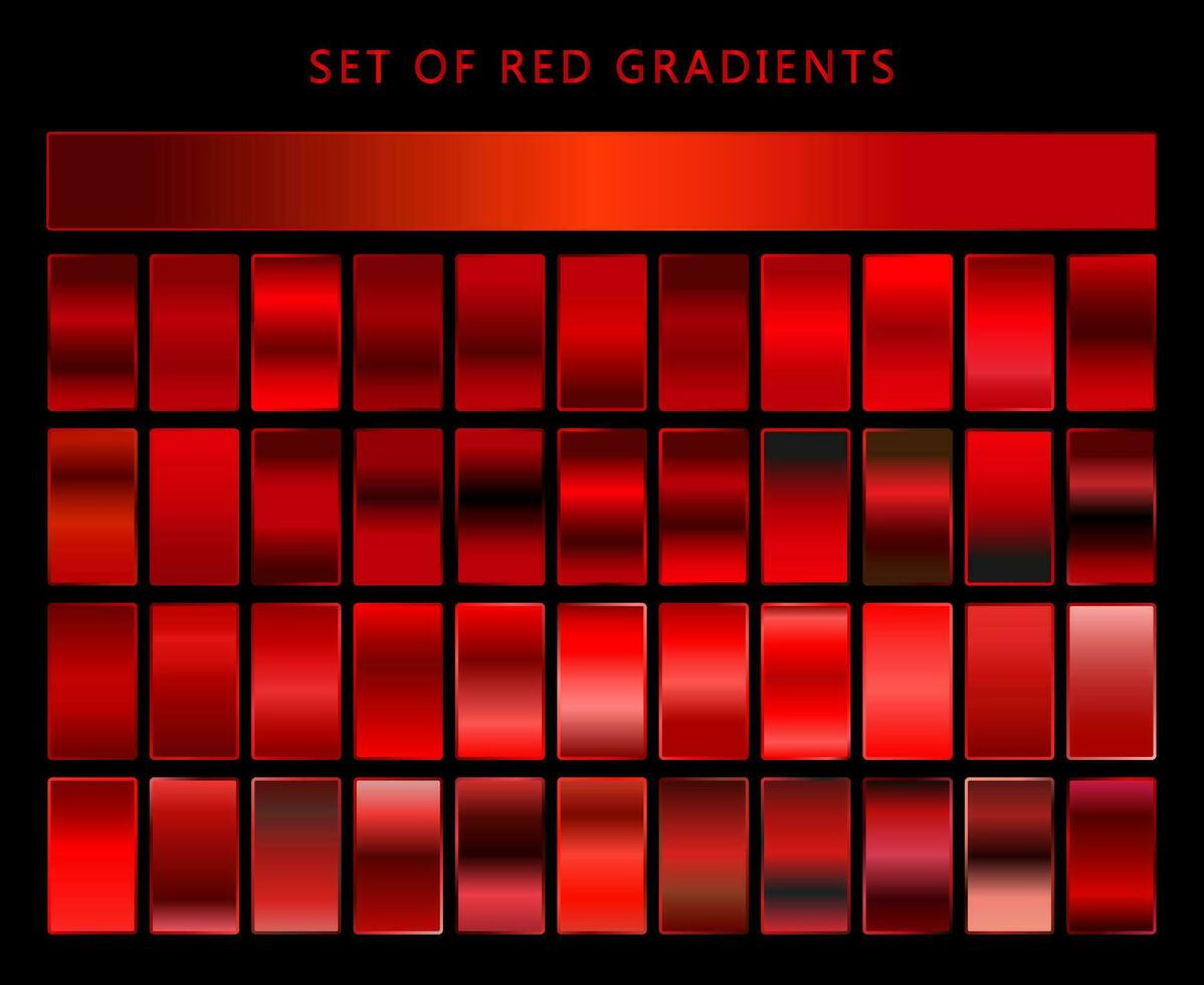 Red Metallic Gradients. Premium Red Swatches Collection Flat Vector