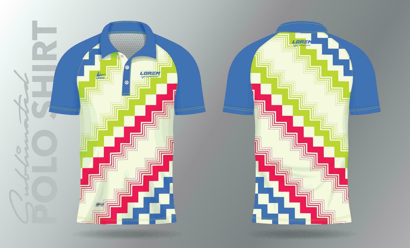 sublimación polo camisa Bosquejo modelo diseño para bádminton jersey, tenis, fútbol, fútbol americano o deporte uniforme vector