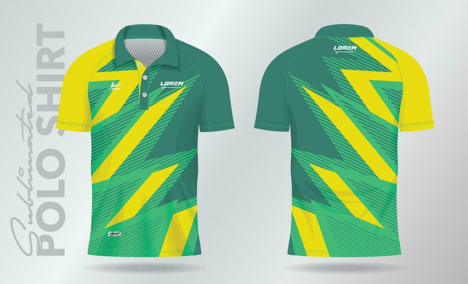 verde amarillo sublimación polo camisa Bosquejo modelo diseño para bádminton jersey, tenis, fútbol, fútbol americano o deporte uniforme vector