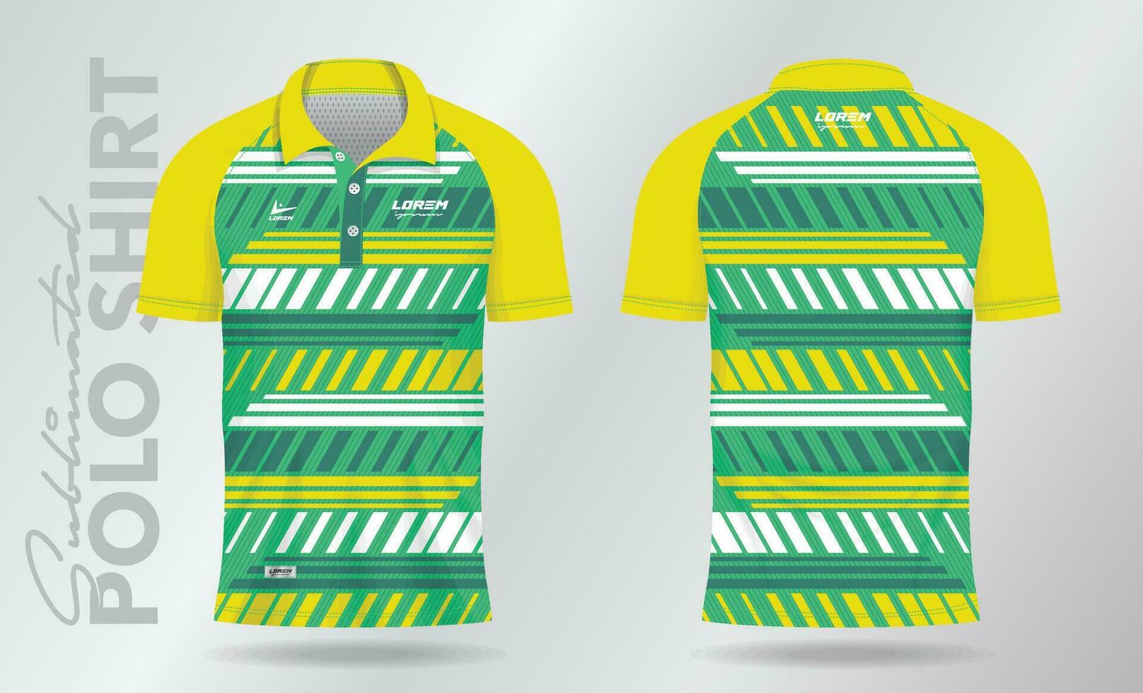 verde amarillo sublimación polo camisa Bosquejo modelo diseño para bádminton jersey, tenis, fútbol, fútbol americano o deporte uniforme vector